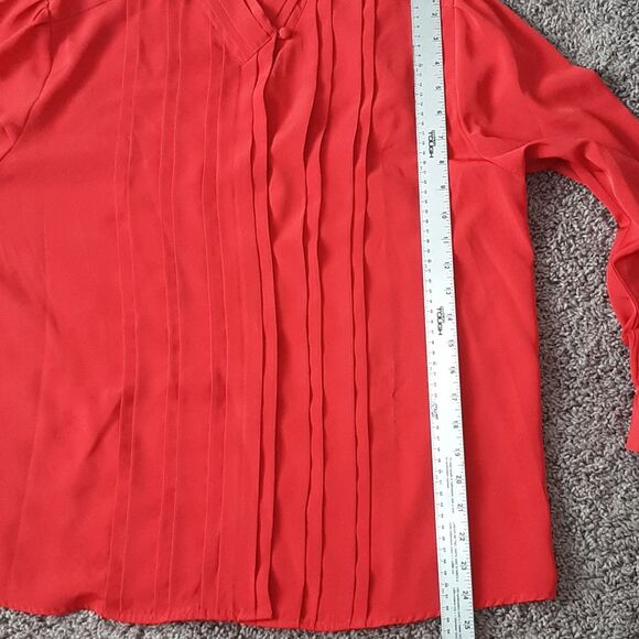 Vintage Yves St. Clair Red Pleated Button DownBlouse size 16 - Picture 10 of 12